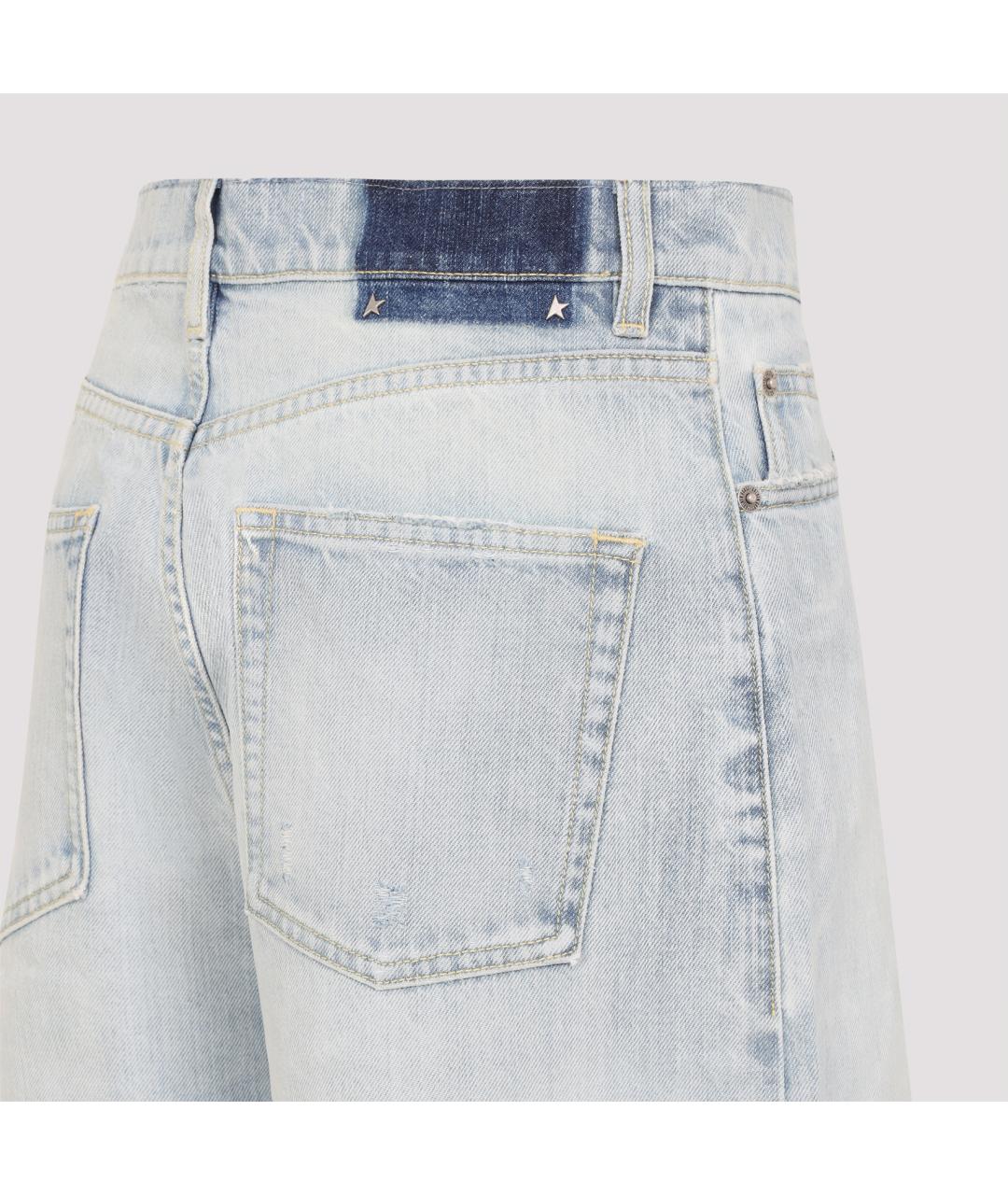 GOLDEN GOOSE DELUXE BRAND Голубые хлопковые прямые джинсы, фото 4