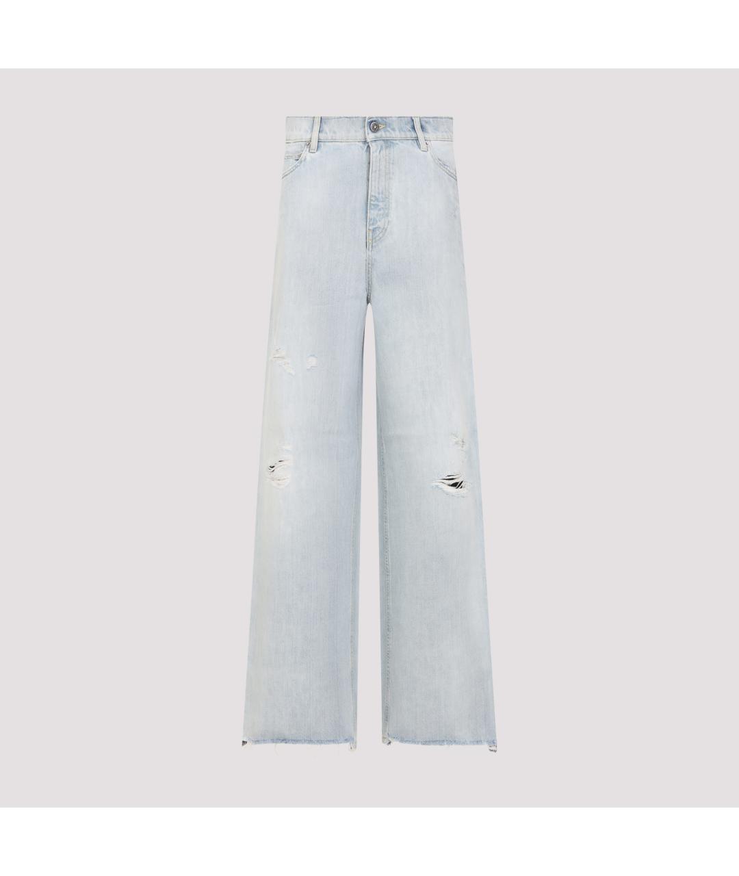 GOLDEN GOOSE DELUXE BRAND Голубые хлопковые прямые джинсы, фото 2