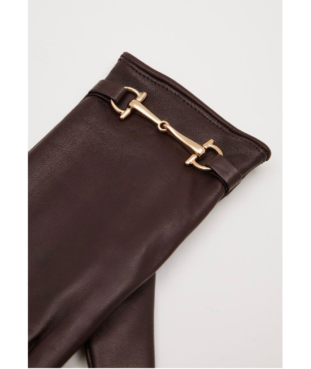 'S MAX MARA Коричневые кожаные перчатки, фото 3