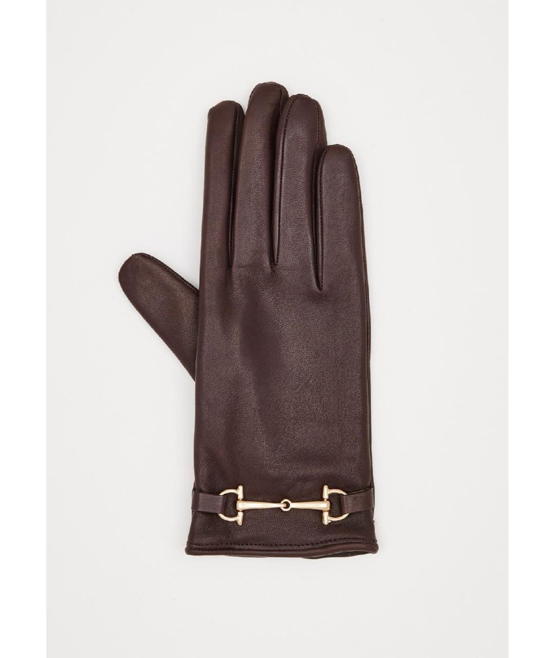 'S MAX MARA Коричневые кожаные перчатки, фото 4