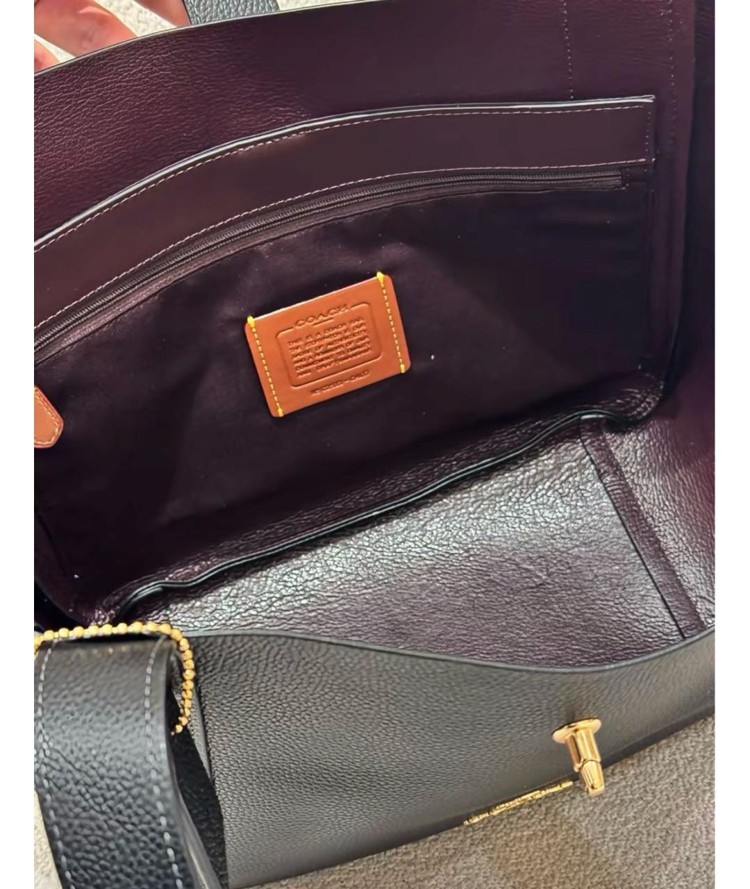 COACH Черная кожаная сумка тоут, фото 8