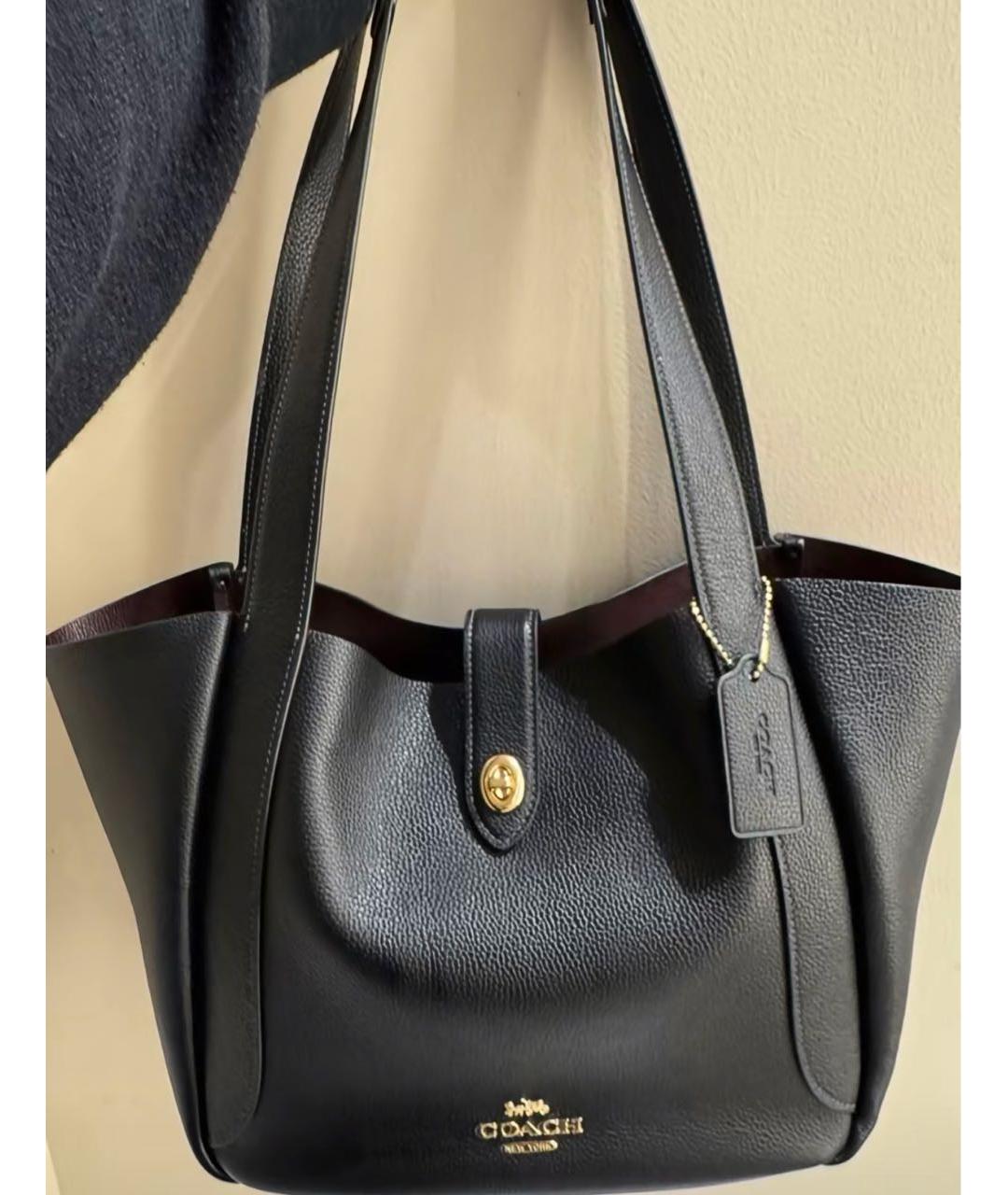 COACH Черная кожаная сумка тоут, фото 6