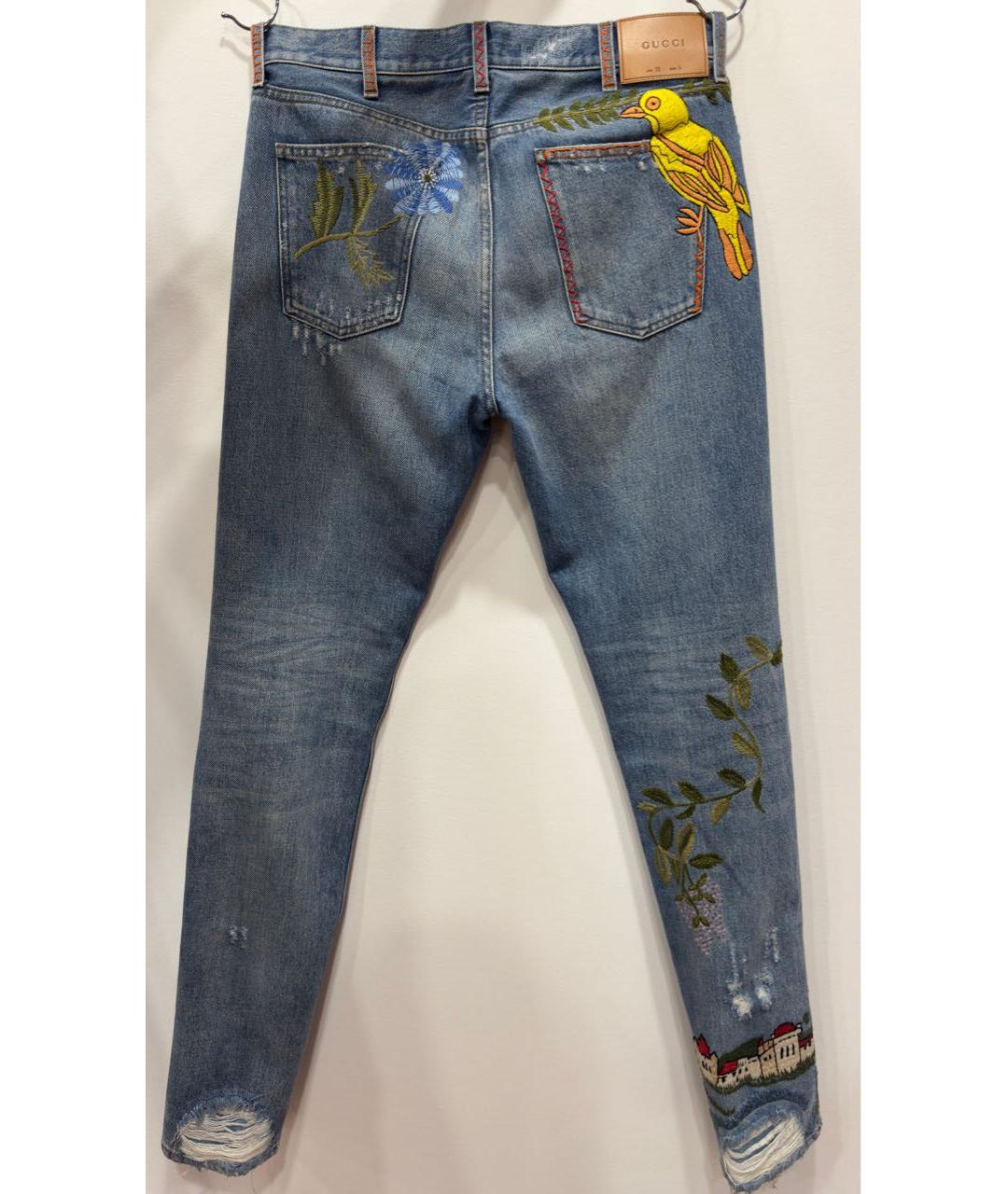 GUCCI Голубые хлопковые джинсы скинни, фото 2