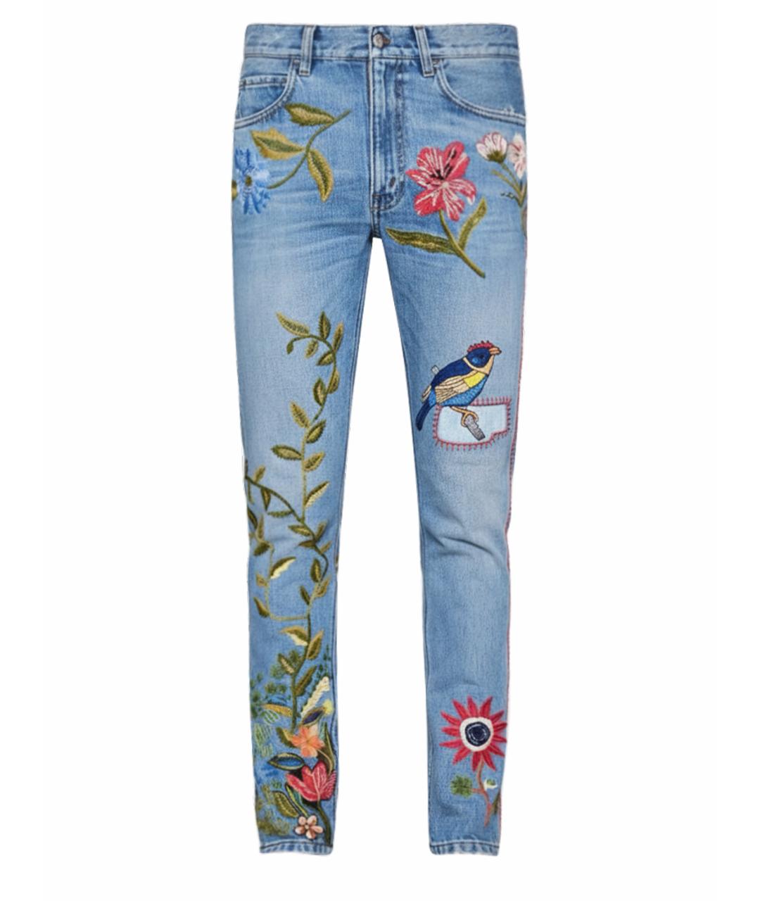 GUCCI Голубые хлопковые джинсы скинни, фото 1