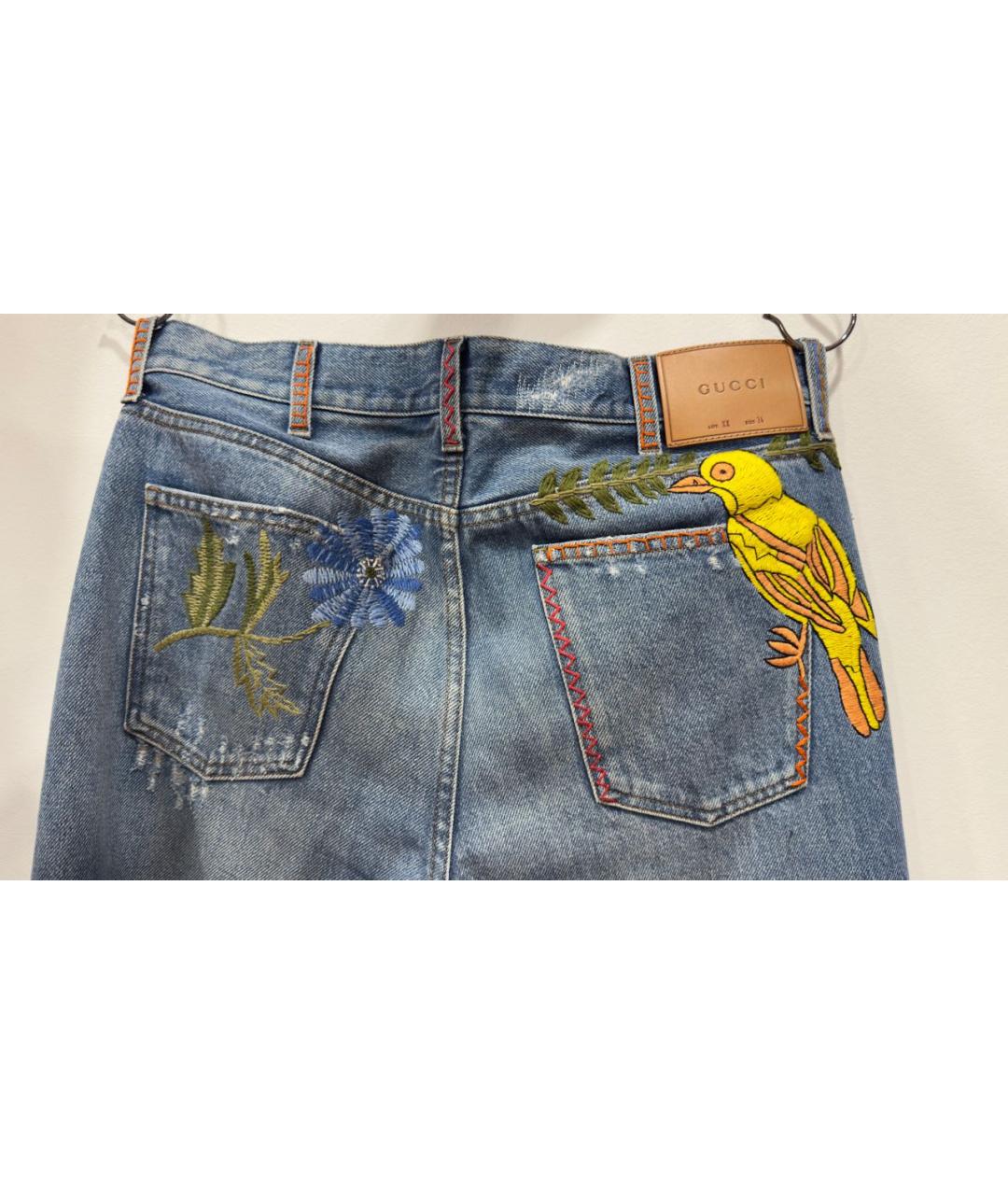 GUCCI Голубые хлопковые джинсы скинни, фото 3