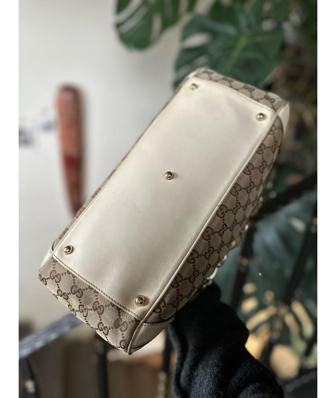 GUCCI Бежевая кожаная сумка с короткими ручками, фото 5