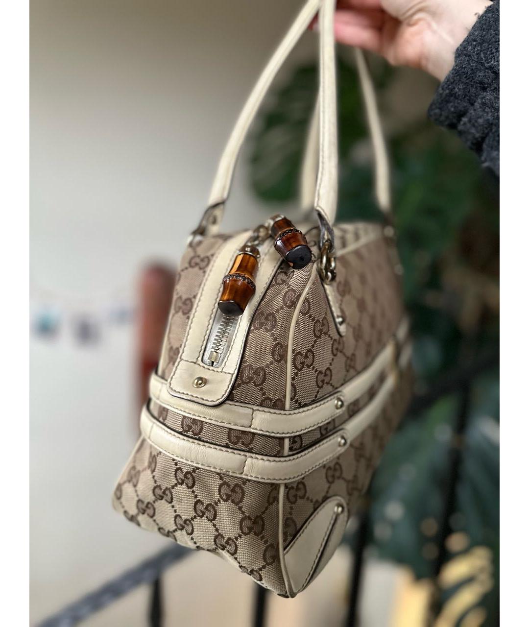 GUCCI Бежевая кожаная сумка с короткими ручками, фото 3