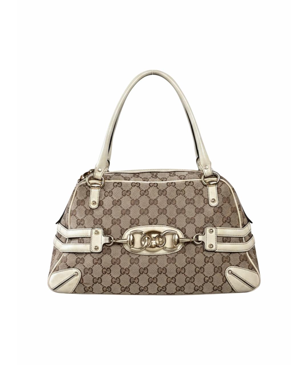 GUCCI Бежевая кожаная сумка с короткими ручками, фото 1