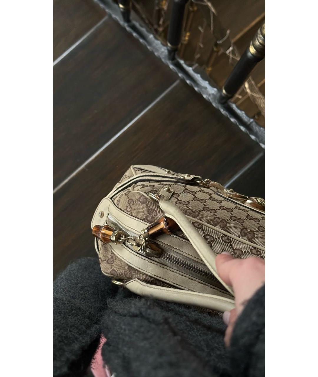 GUCCI Бежевая кожаная сумка с короткими ручками, фото 4