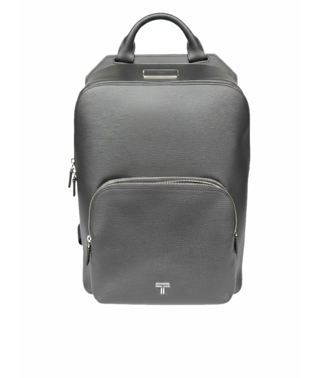 TUMI Черный кожаный рюкзак, фото 1