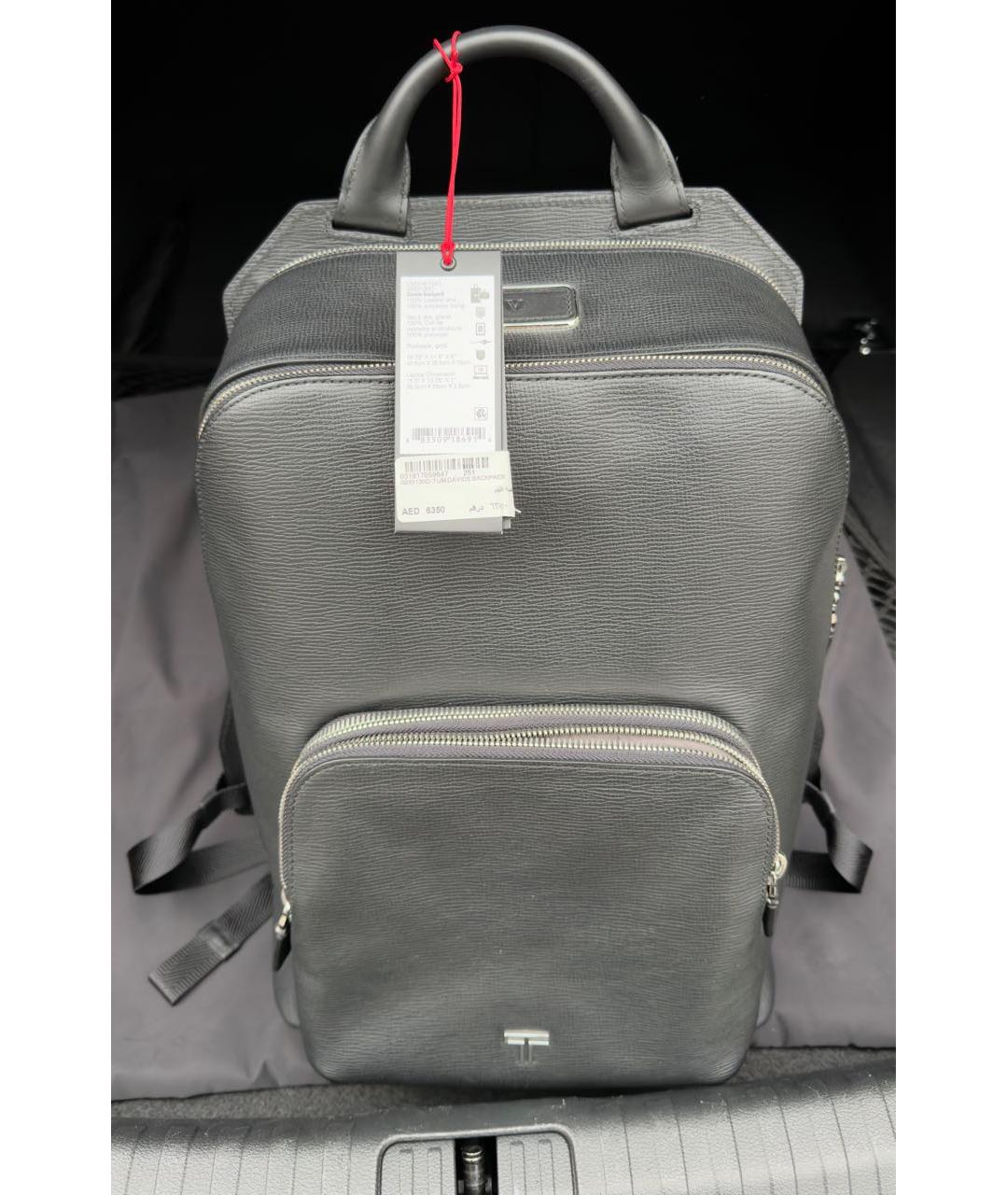 TUMI Черный кожаный рюкзак, фото 8