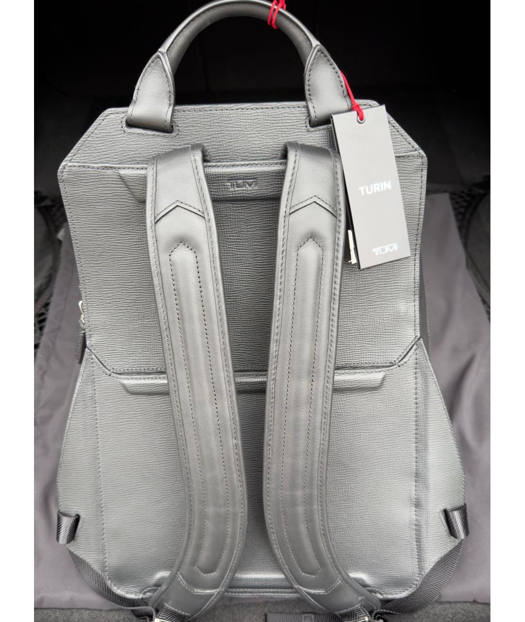 TUMI Черный кожаный рюкзак, фото 3