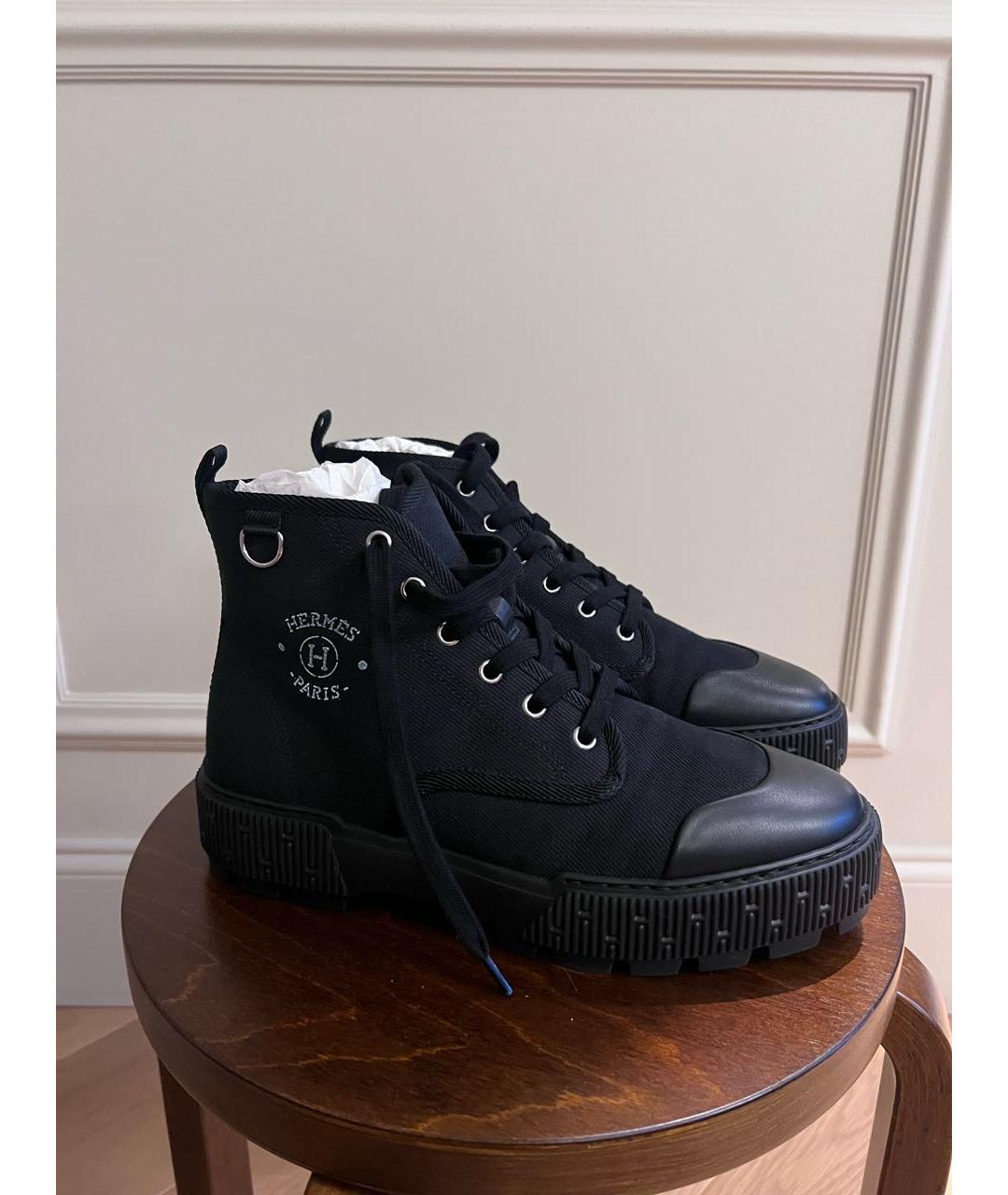 HERMES Черные текстильные высокие ботинки, фото 6