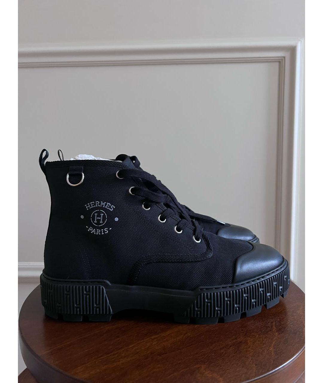 HERMES Черные текстильные высокие ботинки, фото 9