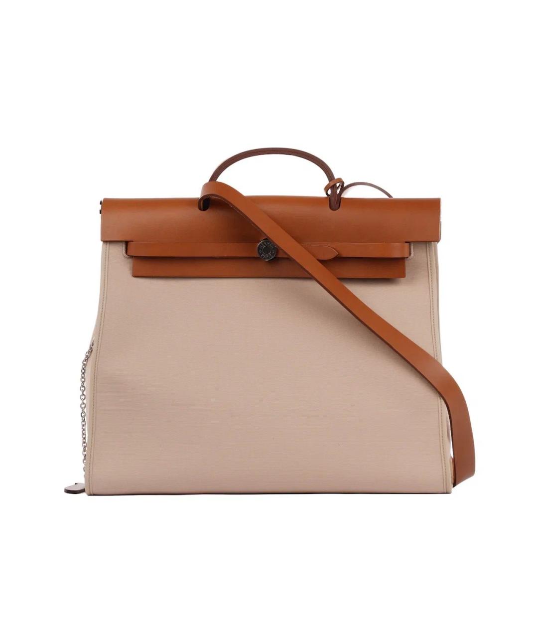 HERMES Бежевая тканевая сумка тоут, фото 1