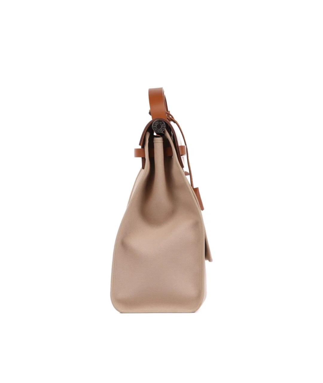 HERMES Бежевая тканевая сумка тоут, фото 6