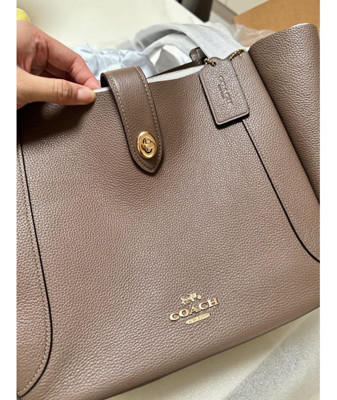 COACH Коричневая кожаная сумка тоут, фото 6