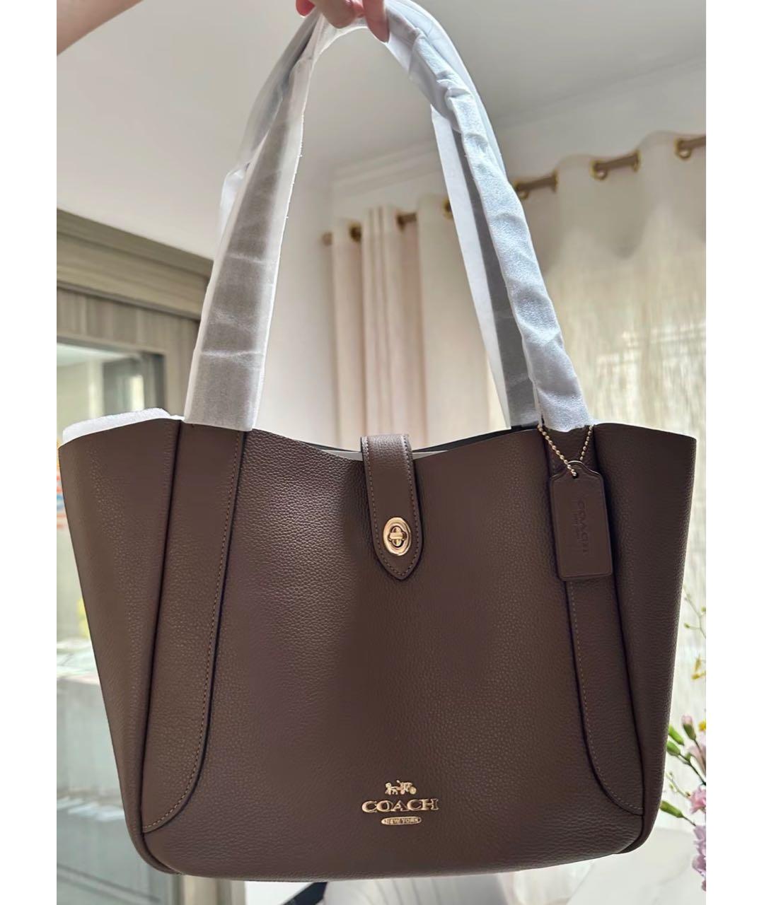 COACH Коричневая кожаная сумка тоут, фото 5