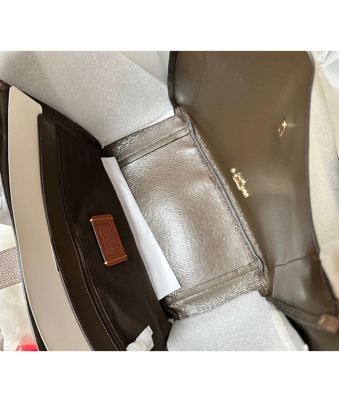 COACH Коричневая кожаная сумка тоут, фото 7