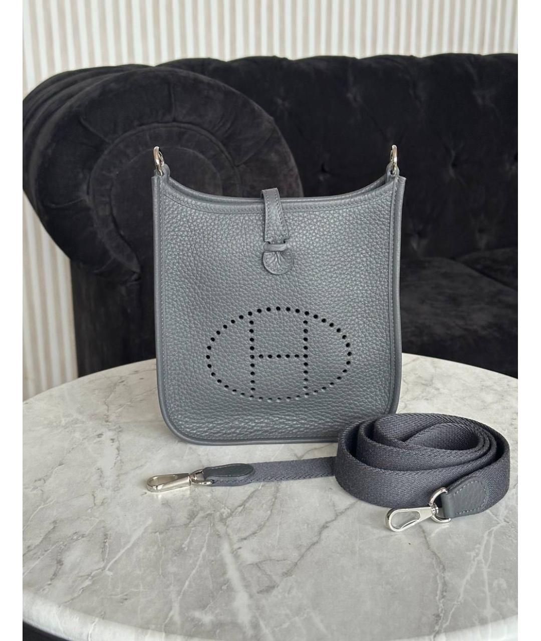 HERMES Серая кожаная сумка через плечо, фото 3