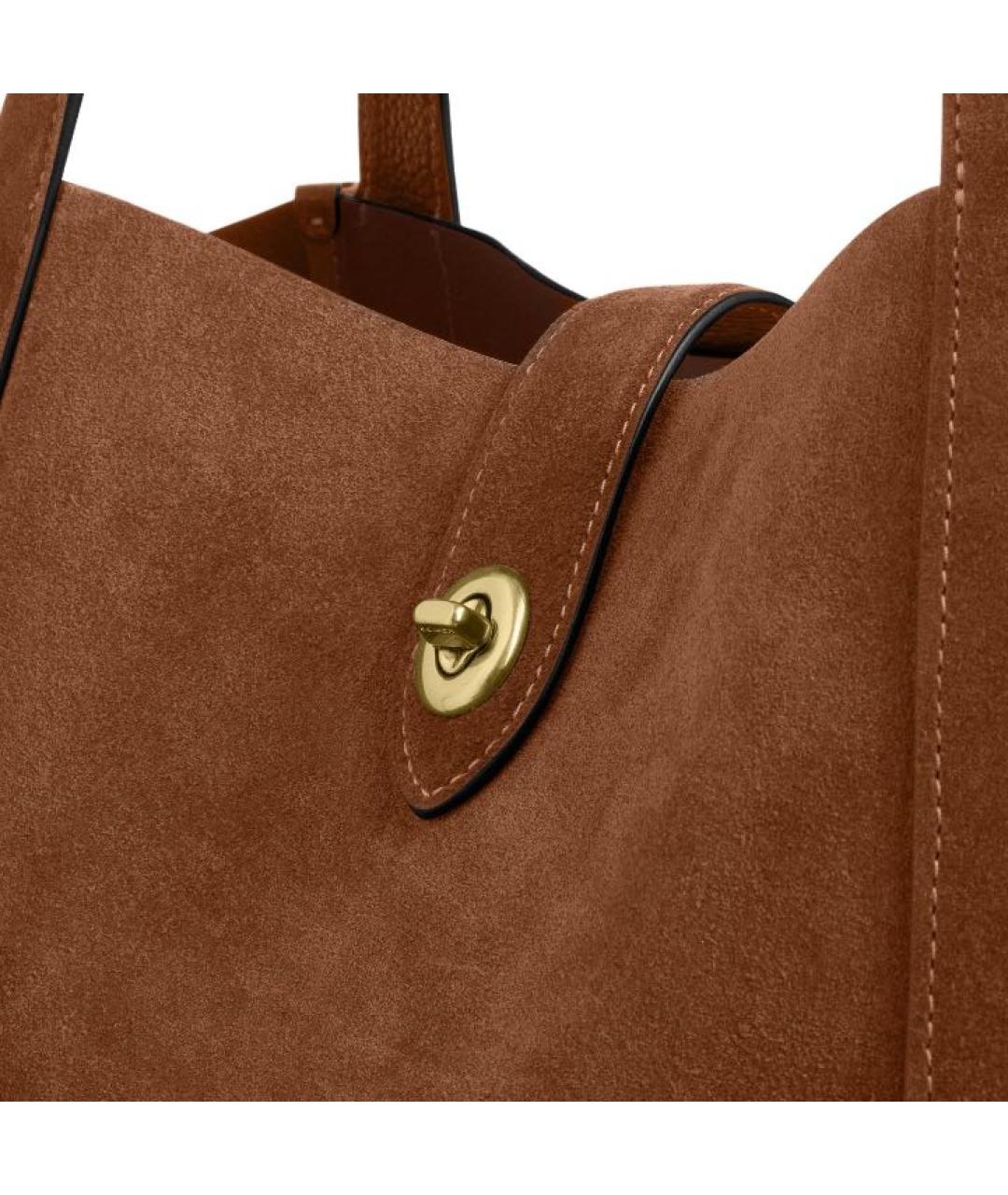 COACH Коричневая замшевая сумка тоут, фото 4