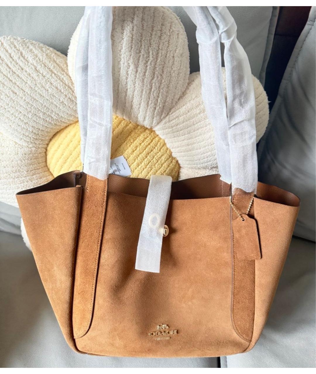 COACH Коричневая замшевая сумка тоут, фото 8