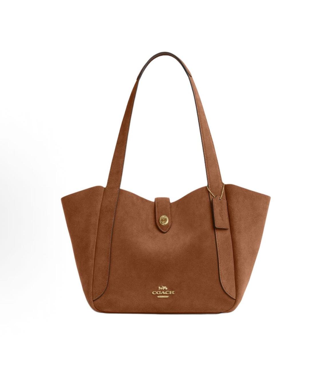 COACH Коричневая замшевая сумка тоут, фото 9