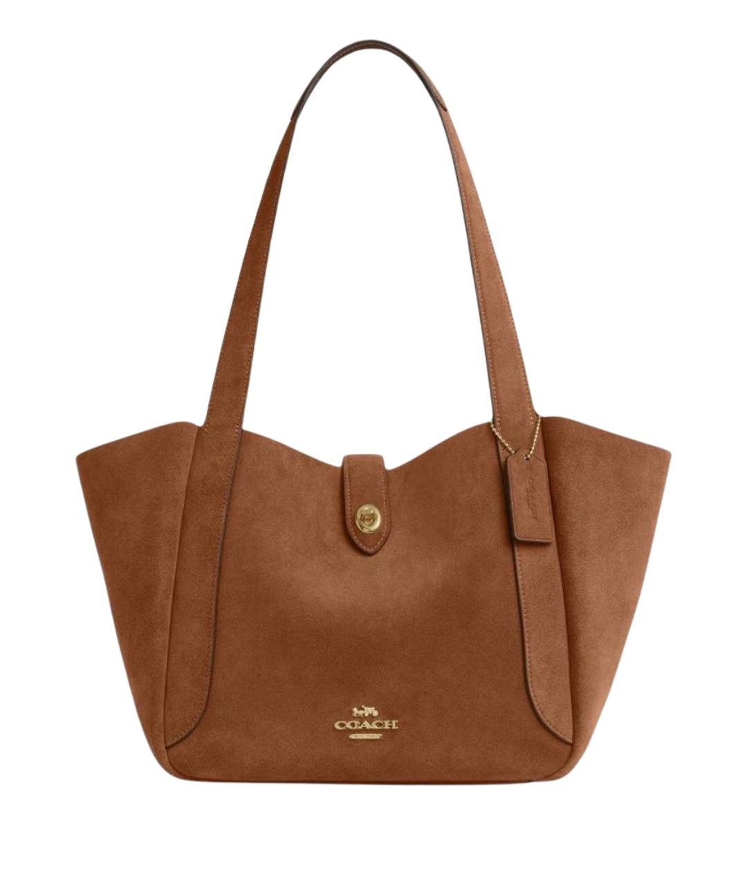 COACH Коричневая замшевая сумка тоут, фото 1