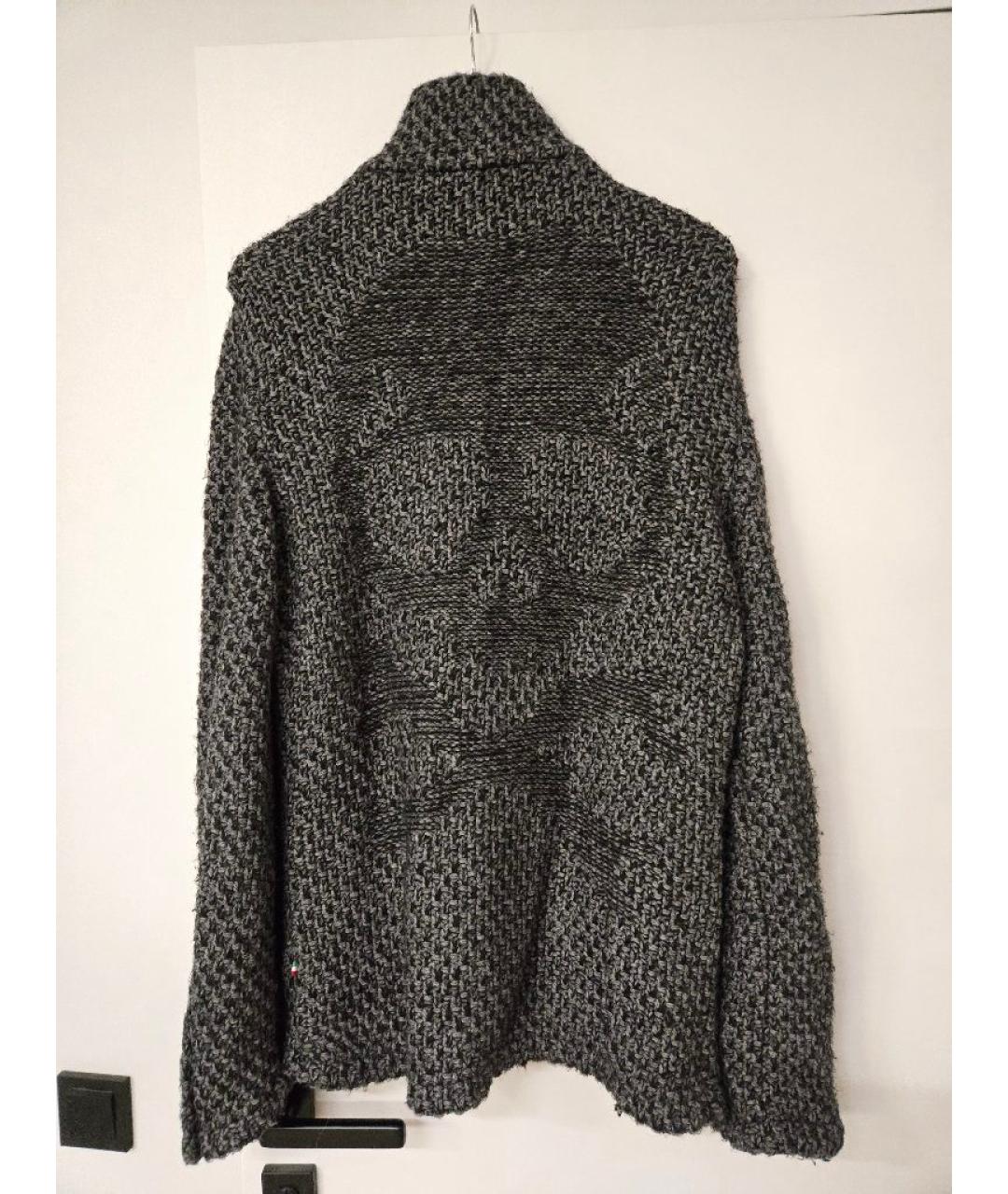 PHILIPP PLEIN Серый шерстяной кардиган, фото 2