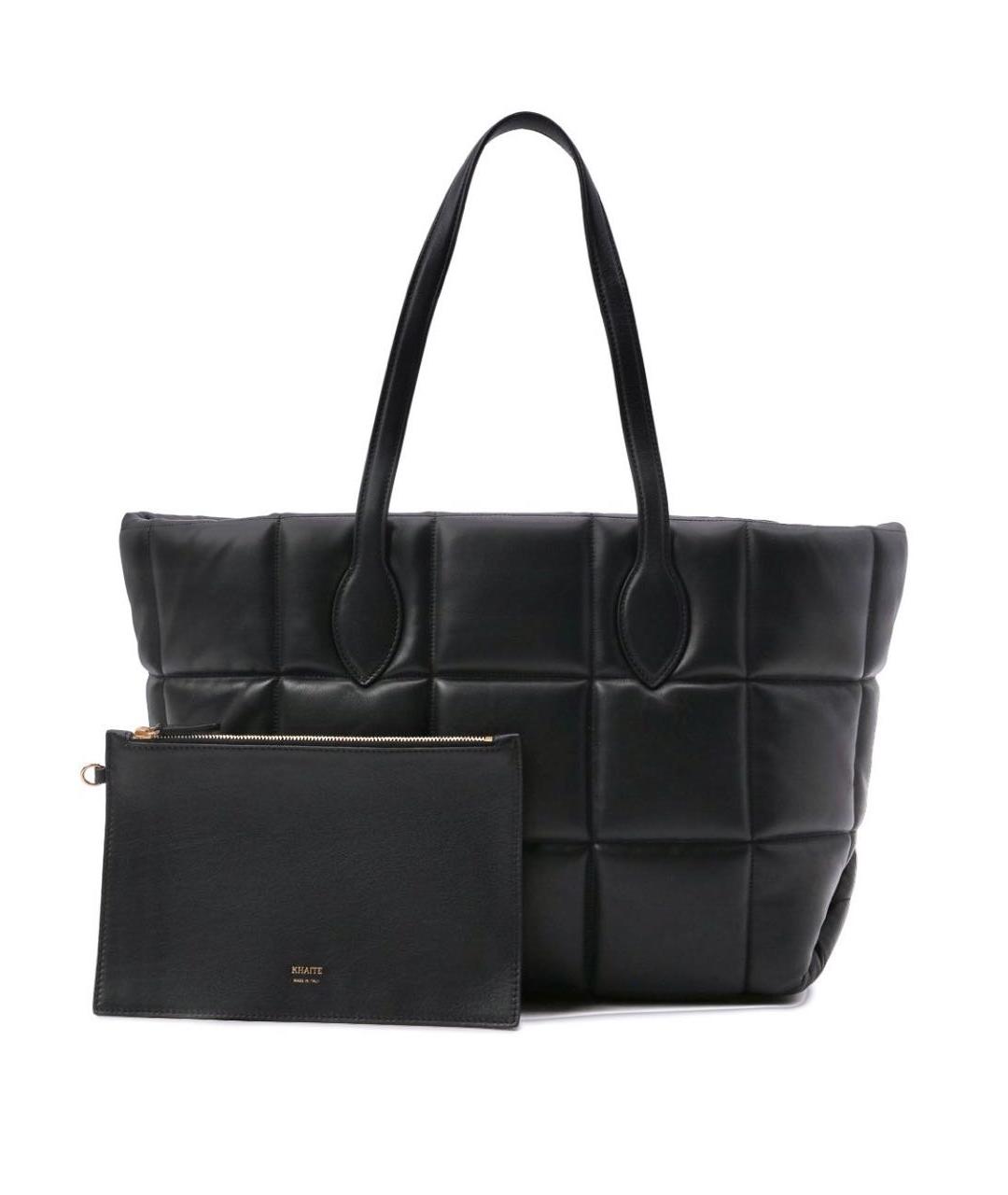 KHAITE Черная кожаная сумка тоут, фото 3