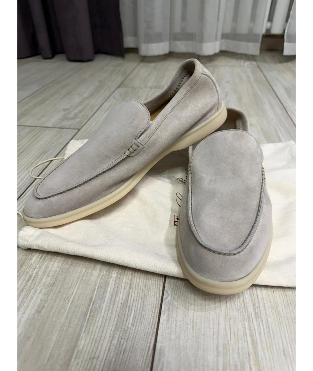 LORO PIANA Серые замшевые лоферы, фото 6