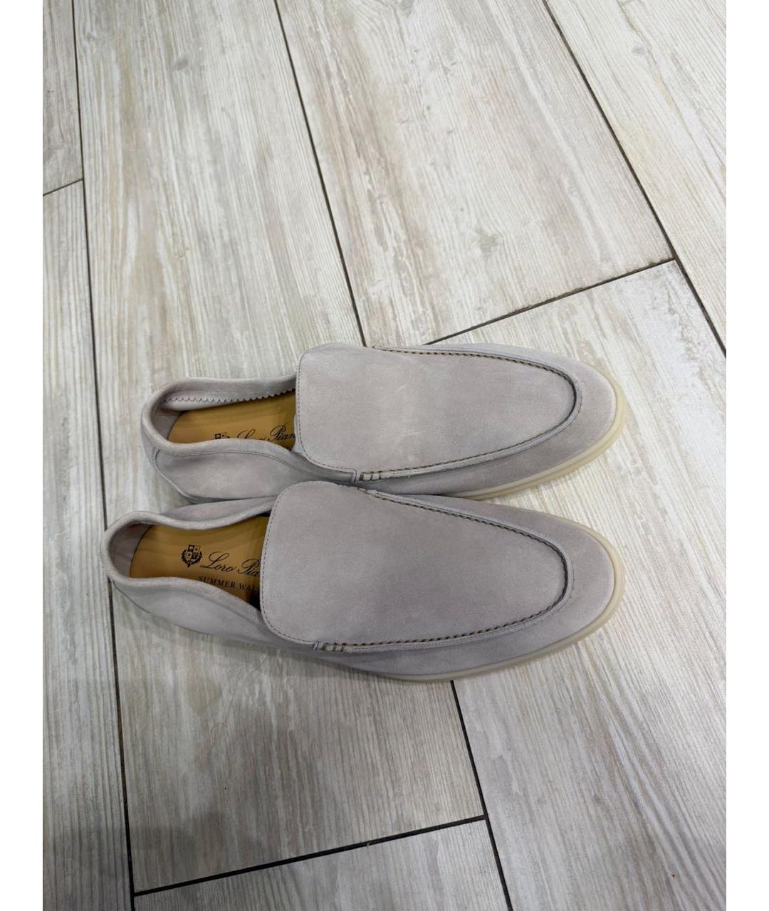 LORO PIANA Серые замшевые лоферы, фото 3
