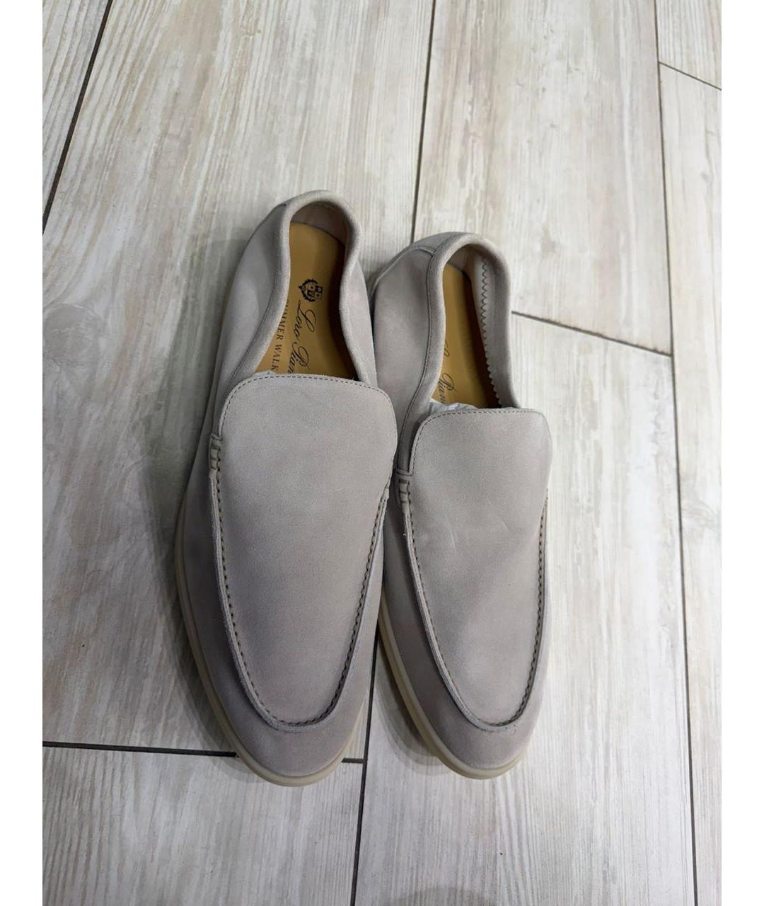 LORO PIANA Серые замшевые лоферы, фото 2