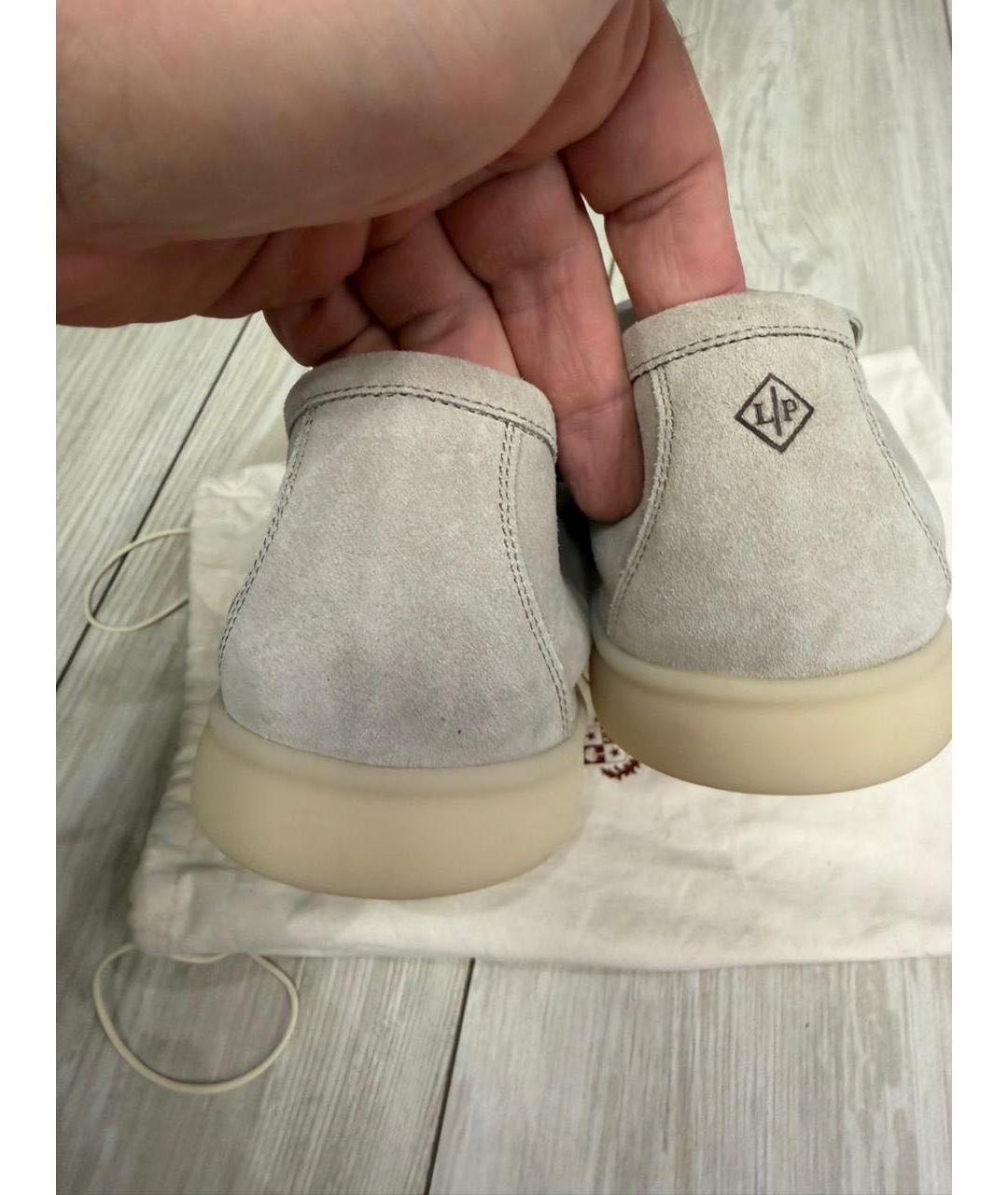 LORO PIANA Серые замшевые лоферы, фото 7