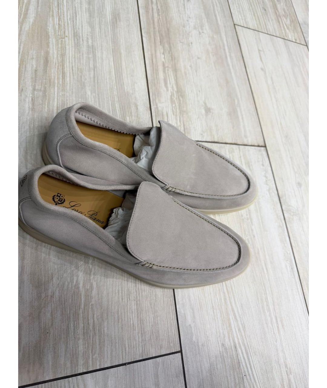 LORO PIANA Серые замшевые лоферы, фото 4