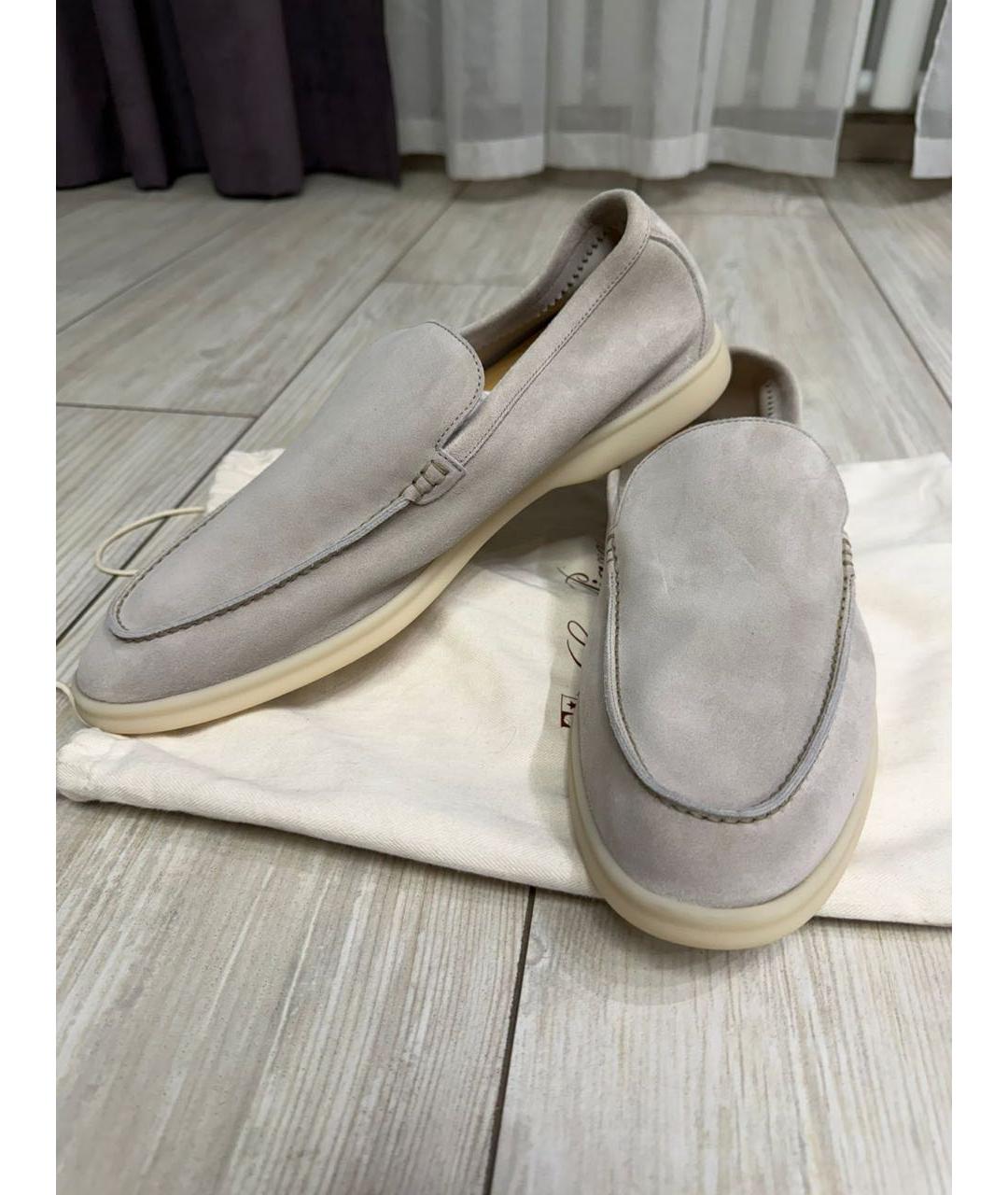 LORO PIANA Серые замшевые лоферы, фото 9
