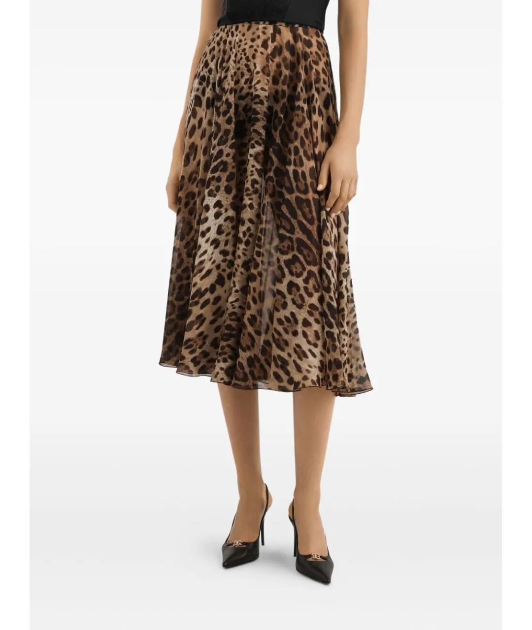 DOLCE&GABBANA Мульти шелковая юбка миди, фото 4