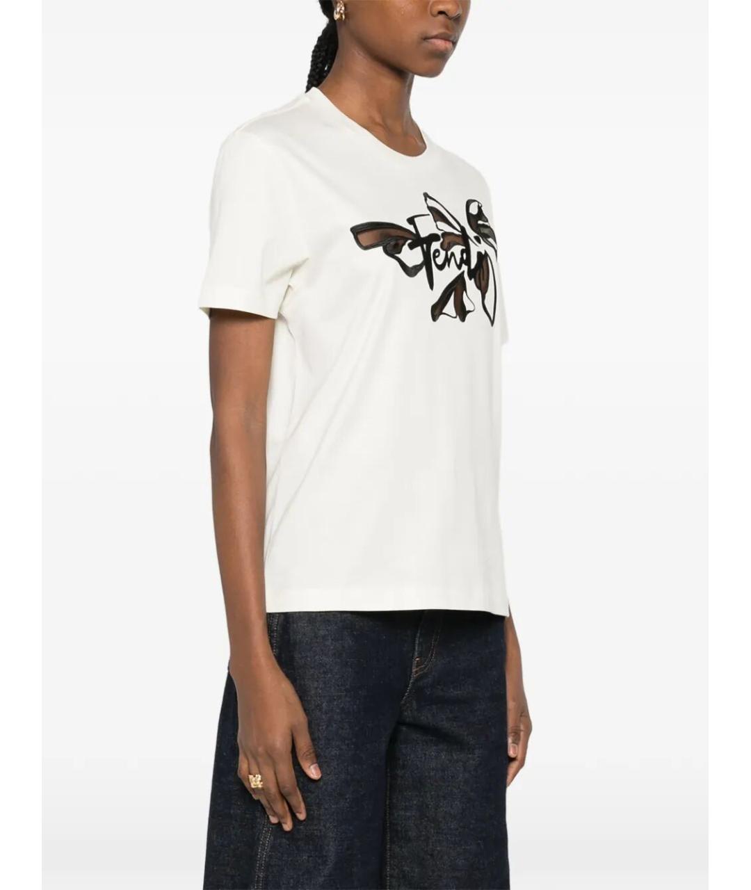FENDI Белая хлопковая футболка, фото 5