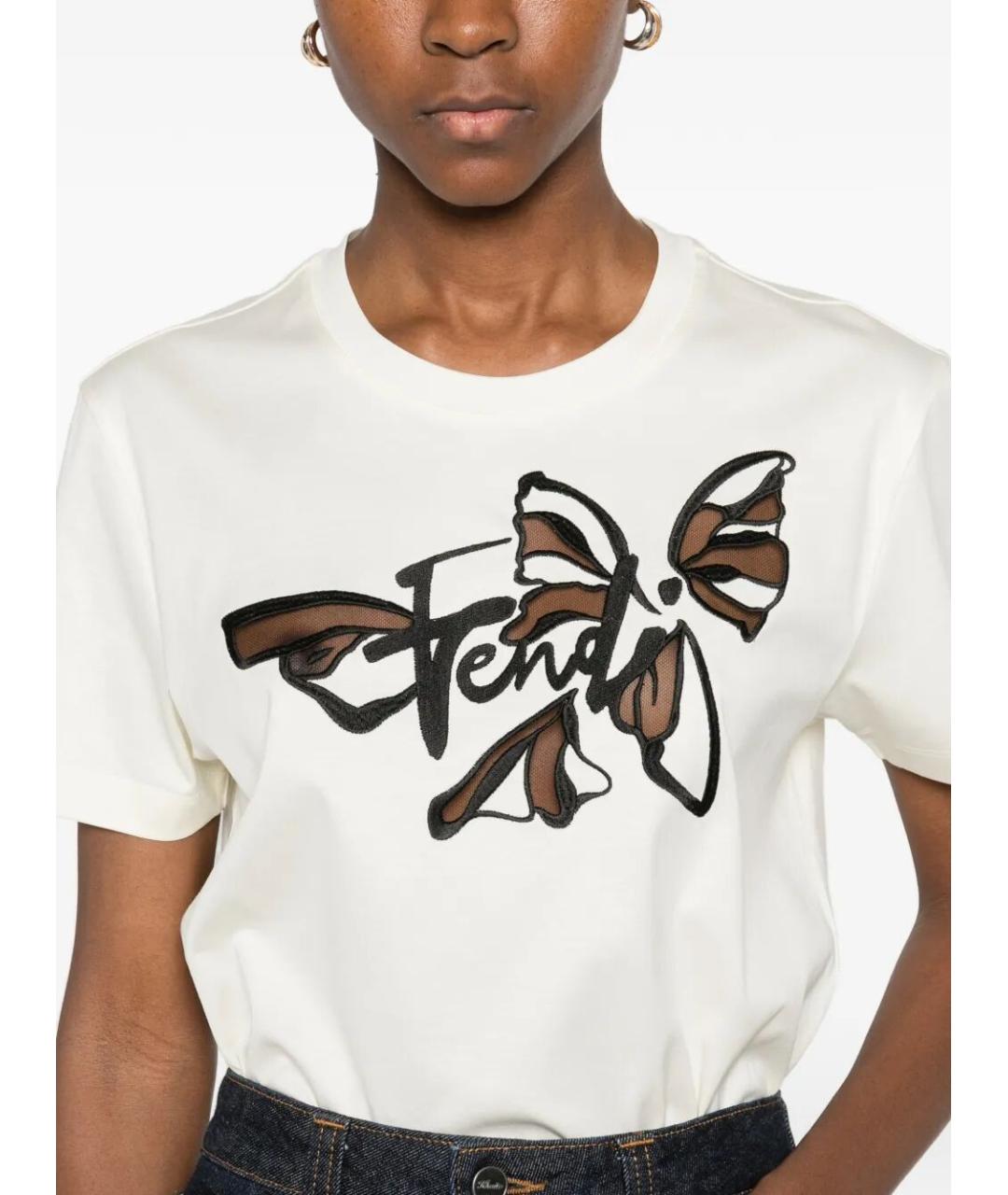 FENDI Белая хлопковая футболка, фото 4