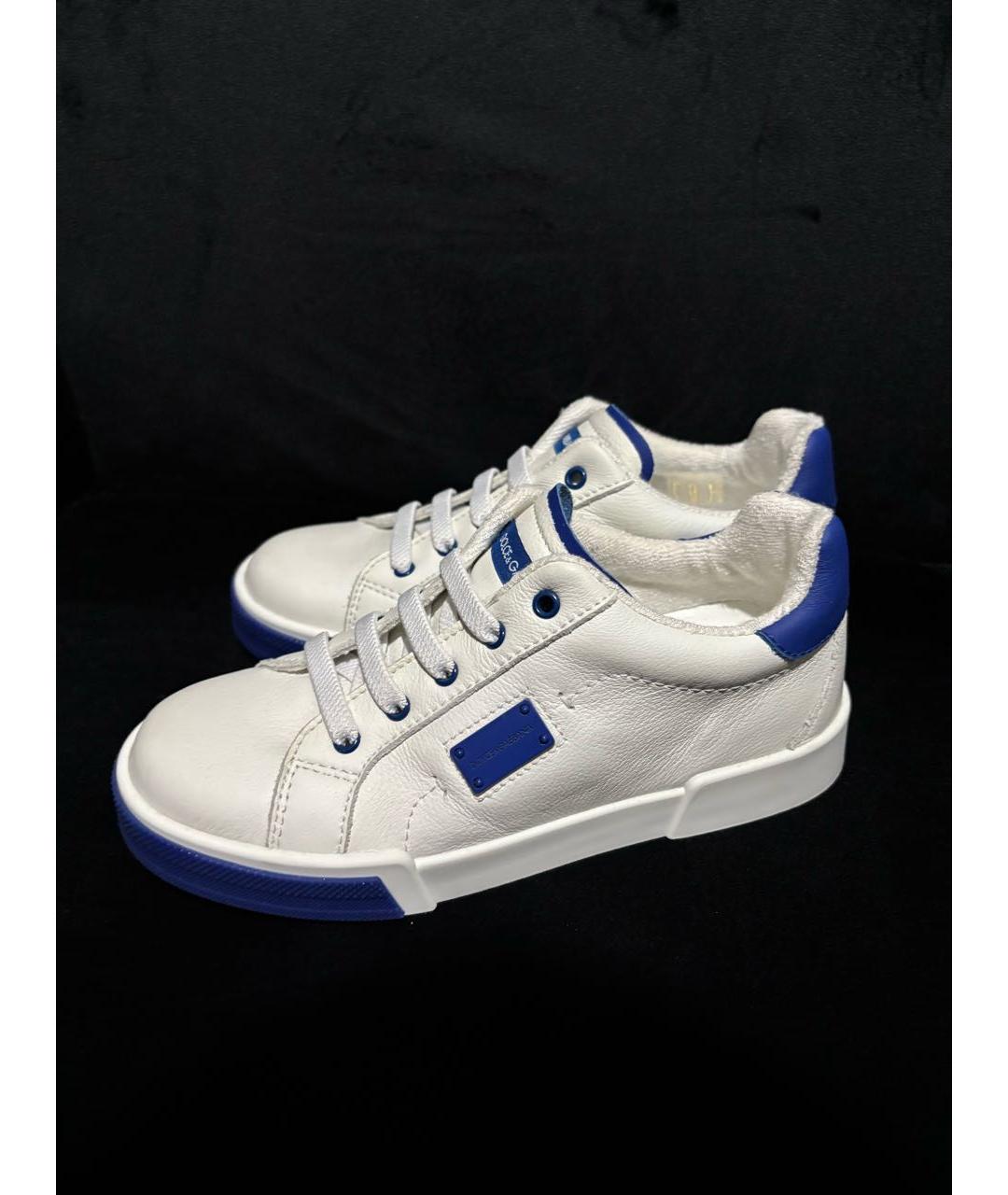 DOLCE&GABBANA Белые кожаные кеды, фото 8