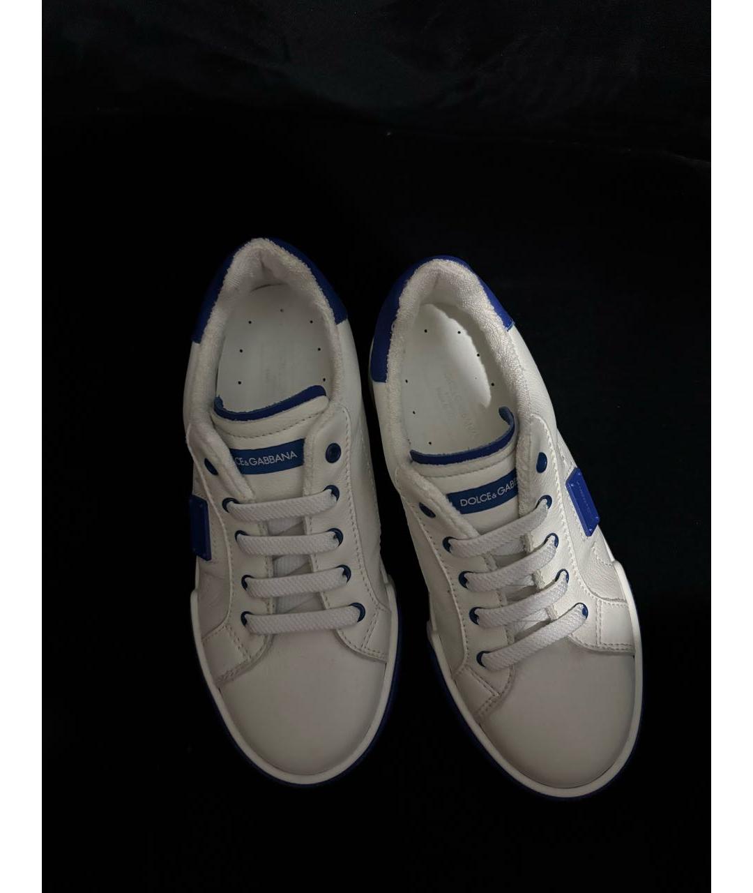 DOLCE&GABBANA Белые кожаные кеды, фото 3