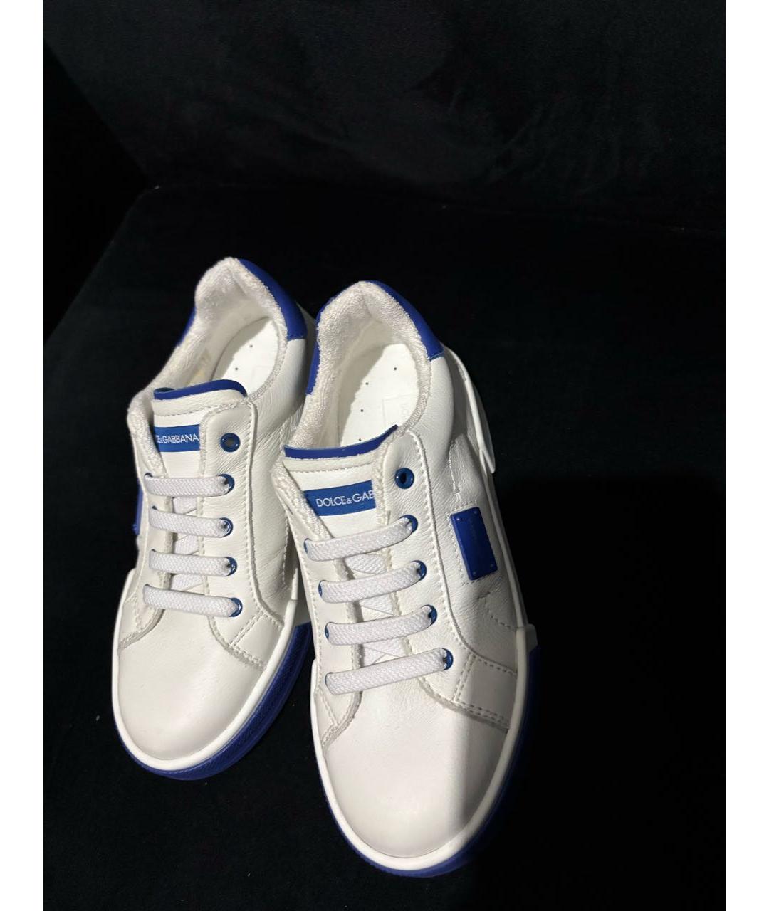 DOLCE&GABBANA Белые кожаные кеды, фото 6