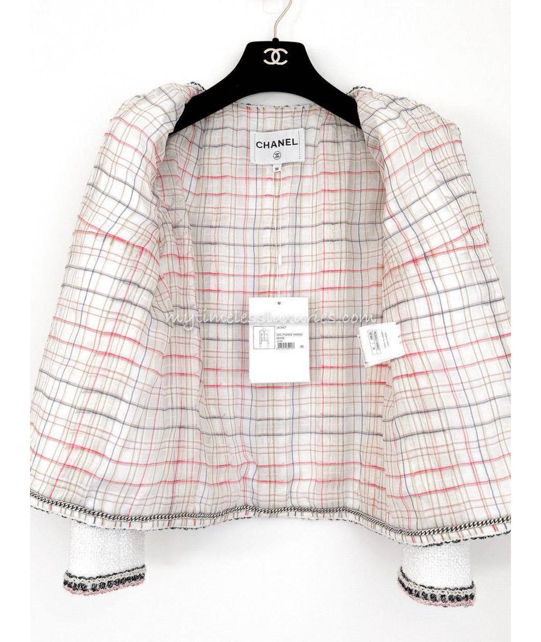 CHANEL Белый твидовый жакет/пиджак, фото 3