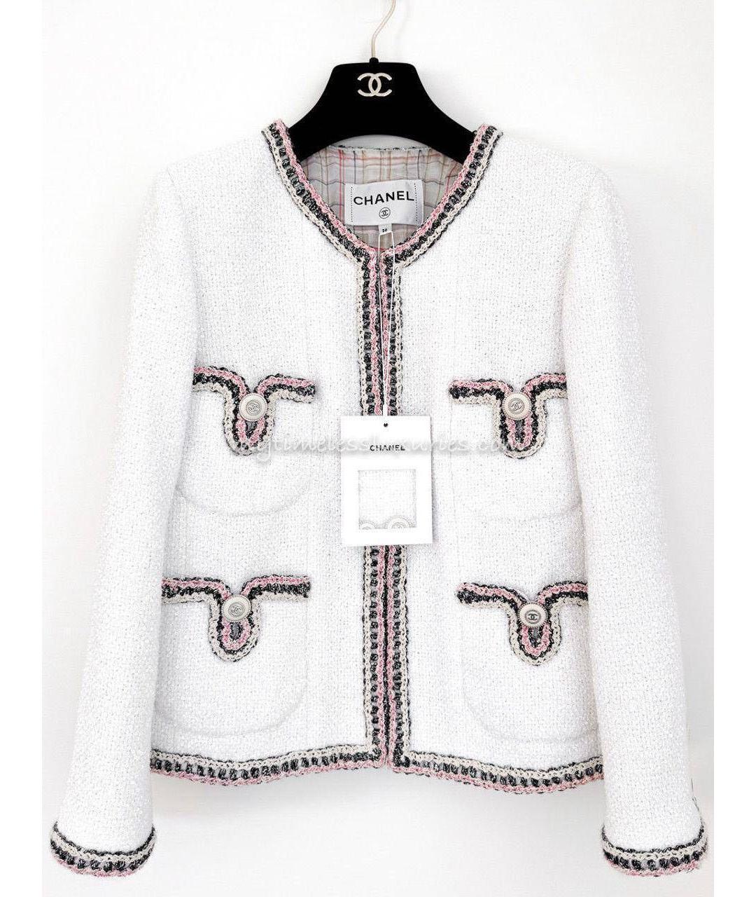 CHANEL Белый твидовый жакет/пиджак, фото 9