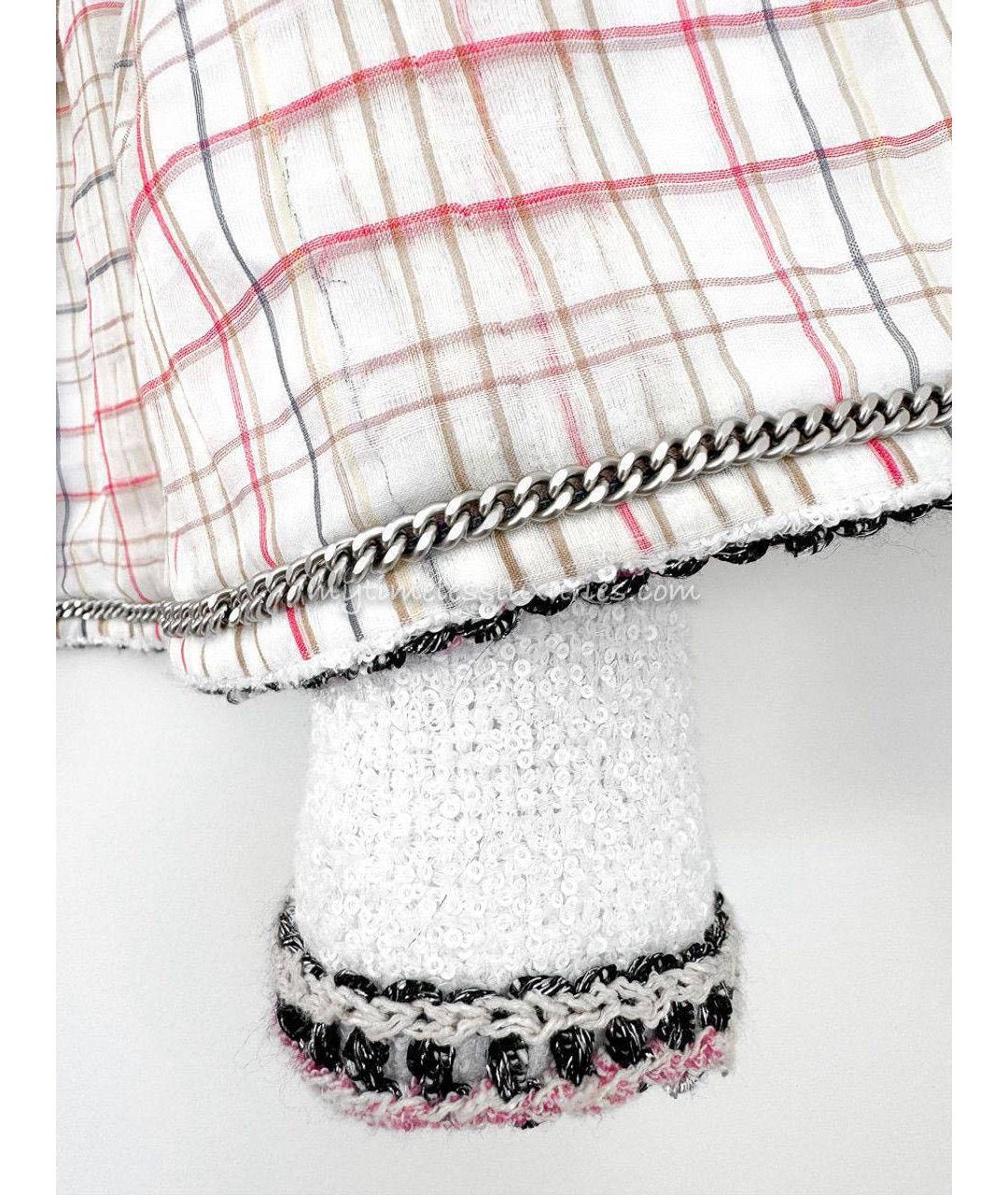 CHANEL Белый твидовый жакет/пиджак, фото 6