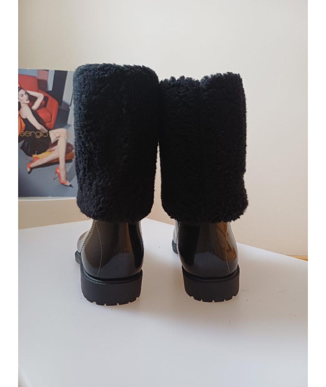 SERGIO ROSSI Черные резиновые сапоги, фото 7