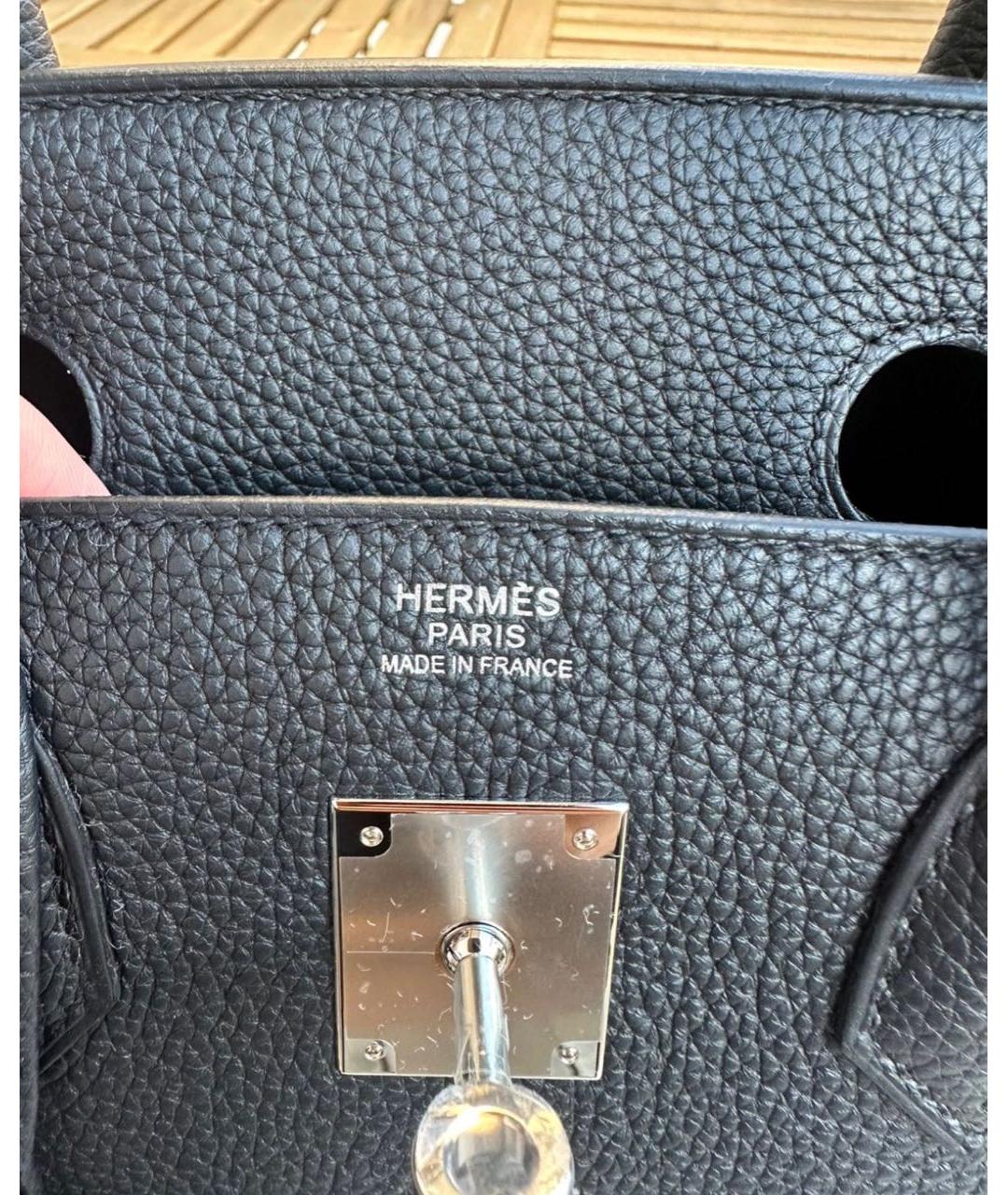 HERMES Черная кожаная сумка с короткими ручками, фото 4