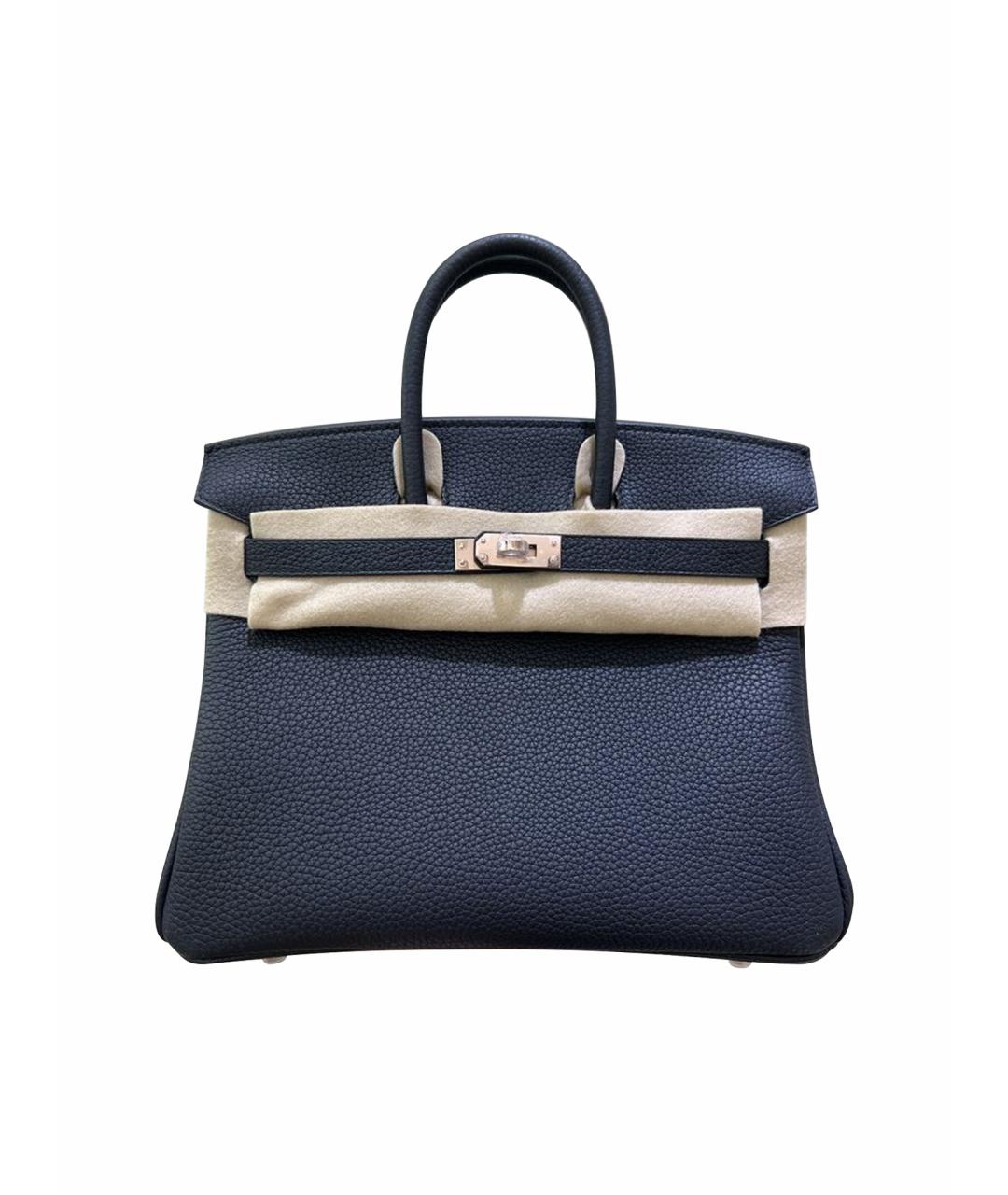 HERMES Черная кожаная сумка с короткими ручками, фото 1