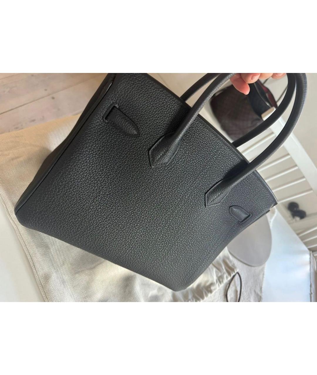 HERMES Черная кожаная сумка с короткими ручками, фото 3