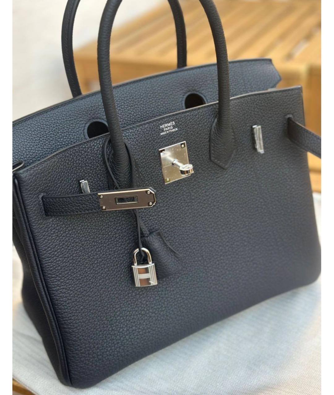 HERMES Черная кожаная сумка с короткими ручками, фото 2